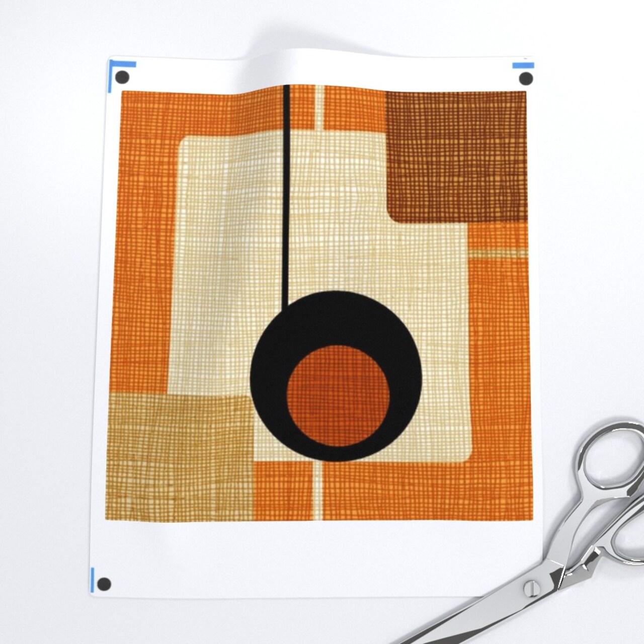 Orbs Squares Orange Atomic Vintage Pattern Fifties Brown Mid Century Modern Rustic Retro Decor Geometric Abstract Custom Printed Fabric by Spoonflower Various Fabrics by the Yard or Fat Quarter